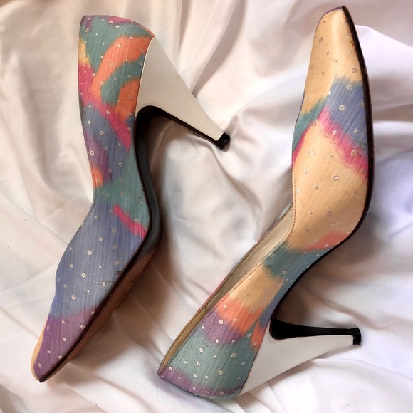 Stuart Weitzman Shoes - Vintage 80s Stuart Weitzman Rainbow Polkadot Pumps